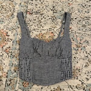 Hollister Black & White Gingham Tie-Back Corset Top | XS